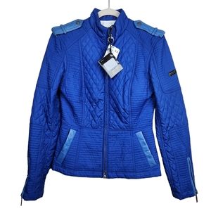 Barbour NWT Extractor Quilt Blue Full Zip Moto Jacket Riding Women's Size 6